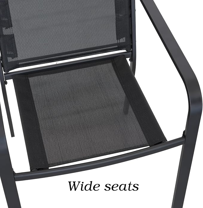 Anmutig Stackable Outdoor Dining Chairs Set of 4, Textilene Fabric, Breathable - Image 5