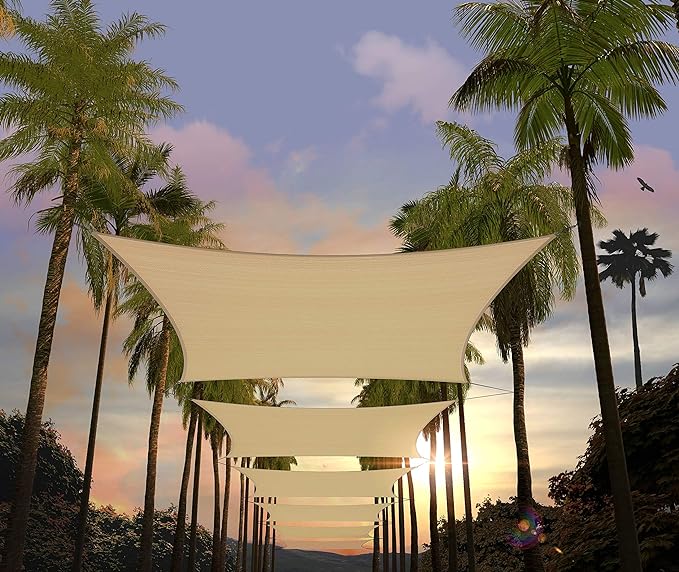 Amgo Custom Size 13' x 21' Beige Rectangle Square Sun Shade Sail UPF50+ by Amgo
