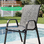 Outdoor Patio Chairs Set of 6 Stackable Dining Chairs All-Weather Textilene - Image 4