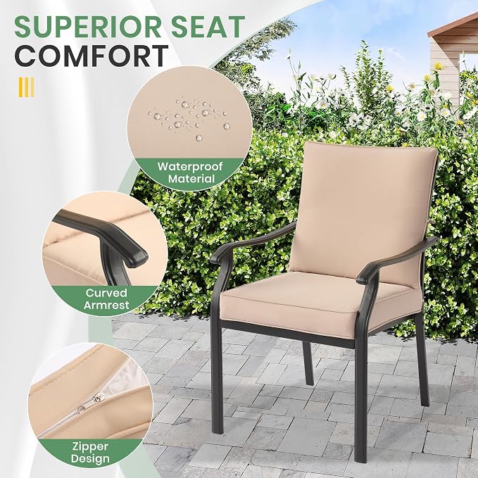 LVUYOYO Outdoor Patio Dining Chairs Set of 4, Metal Stackable Chairs Set - Image 4