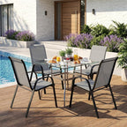 Stackable Patio Chairs Set of 1/2/4, Heavy Duty Metal Frame & Teslin Fabric - Image 2