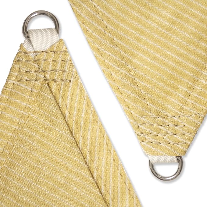 Amgo 32' x 32' x 32' Beige Triangle Sun Shade Sail Outdoor Canopy Awning UPF50+ - Image 8