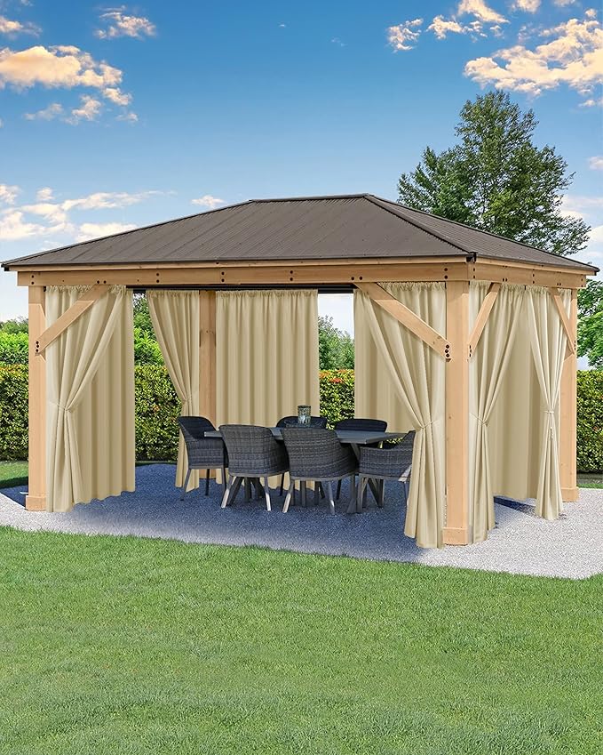 Outdoor Curtains for Patio Waterproof Rod Pocket 6 Pcs 54x95 Inch Cream | by HolidayIdeas