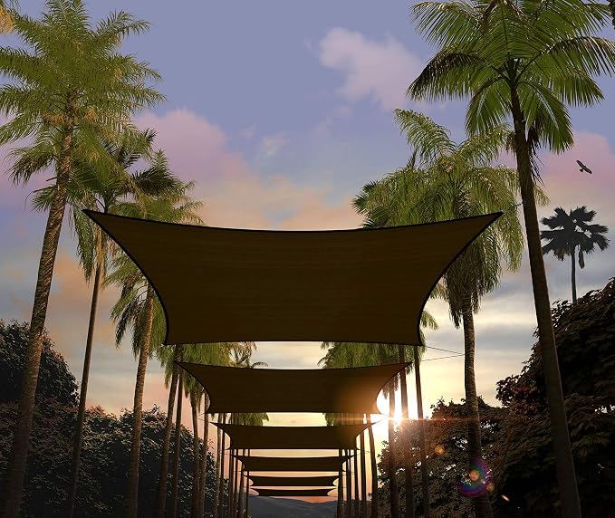 Amgo Custom Size 12' x 23' Brown Rectangle Square Sun Shade Sail UPF50+ by Amgo