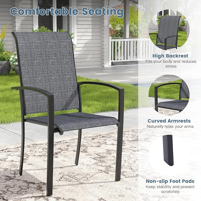 DIFY Patio Chairs Set of 2, Stackable Outdoor Dining Chairs - Image 4