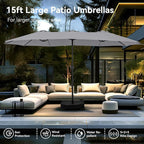 PHI VILLA 15ft Large Outdoor Patio Umbrella - Image 7