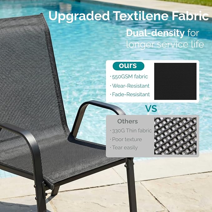 MAMIZO Patio Dining Chairs, Stackable Textilene Chair Set of 4, - Image 3