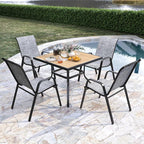 Outdoor Patio Chairs Set of 6 Stackable Dining Chairs All-Weather Textilene - Image 5