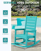 SERWALL Outdoor Rocking Chair Set of 2, HDPE Rocker - Image 4