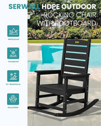 SERWALL Outdoor Rocking Chair Set of 6, Oversized HDPE Rocker, all Weather - Image 4