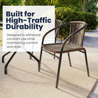 EMMA + OLIVER Brown PE Rattan Stackable Patio Dining Chair, Indoor/Outdoor Use - Image 6