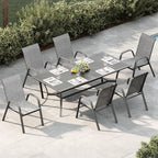 Stackable Outdoor Patio Dining Chairs Set of 6 – High Back Armchairs, - Image 2