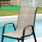 Outdoor Patio Chairs Set of 6 Stackable Dining Chairs All-Weather Textilene - Image 4