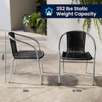 Emma + Oliver Aluminum and Black Rattan Indoor-Outdoor Stack Chair | Outdoor - Image 2