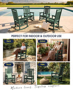 Oversized Outdoor Rocking Chairs Set of 4, HDPE Porch Rocker - Image 9