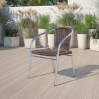 EMMA + OLIVER Dark Brown Metal Indoor-Outdoor Stackable Chair | Poly Resin Seat by EMMAOLIVER