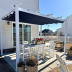 PURPLE LEAF Pergola 10' x 13' Outdoor White Retractable Canopy, Powder coat by PURPLELEAF