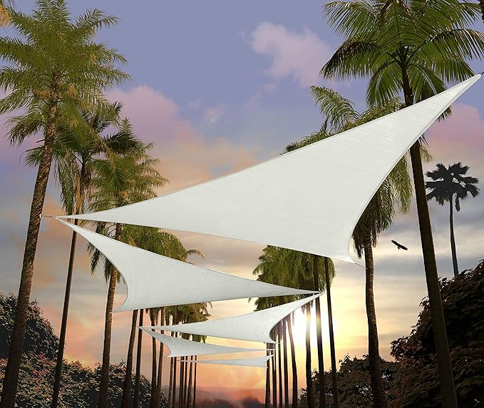 Amgo Custom Size 19' x 19' x 19' White Triangle Sun Shade Sail UPF50+ AGTAPT10 by Amgo