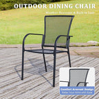 Outdoor Metal Patio Chairs Set of 6, Stackable Iron Mesh Dining Chairs - Image 4