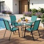 Stackable Patio Chairs Set of 1/2/4, Heavy Duty Metal Frame & Teslin Fabric - Image 2