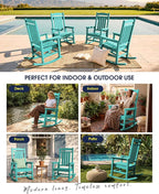 Oversized Outdoor Rocking Chairs Set of 4, HDPE Porch Rocker, Aruba | - Image 8