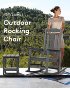 SERWALL Oversized Outdoor Rocking Chairs Set of 2, HDPE Front Porch Rocker - Image 4