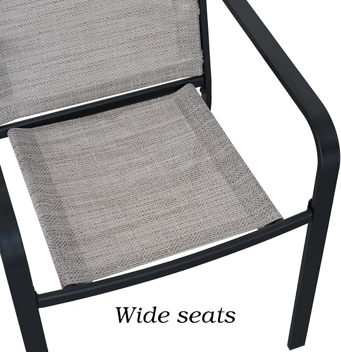 Anmutig Stackable Outdoor Dining Chairs Set of 6, Textilene Fabric, Breathable - Image 6