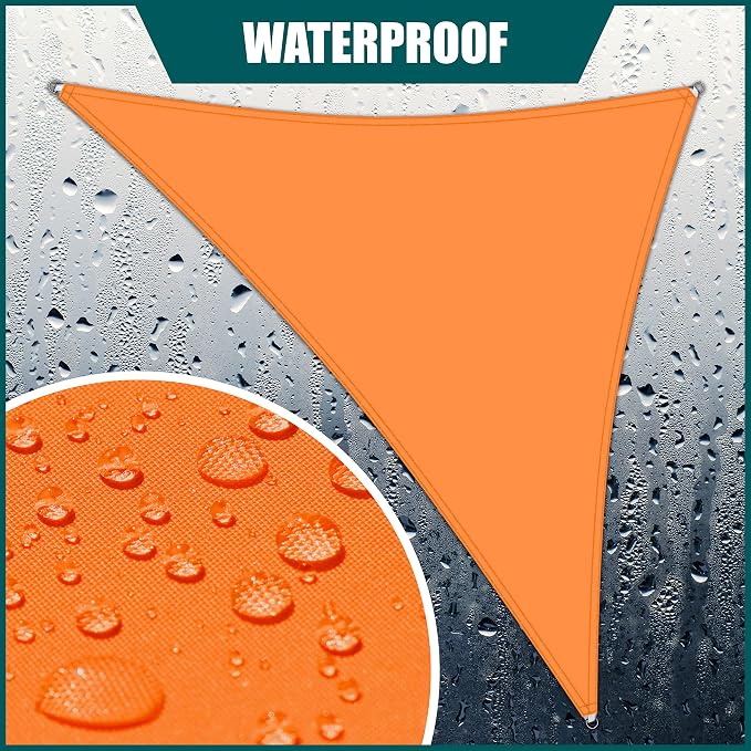Royal Shade 10' x 10' x 10' Orange Triangle Waterproof Sun Shade Sail Order to - Image 2