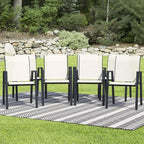 Outdoor Patio Chairs Set of 8, Oyster Beige Stackable Outdoor Chairs, - Image 8