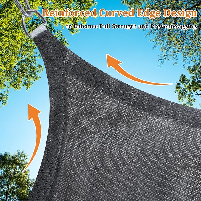 Shade&Beyond Triangle Sun Shade Sail 20'X20'X20' Permeable Canopy Dark Grey - Image 5