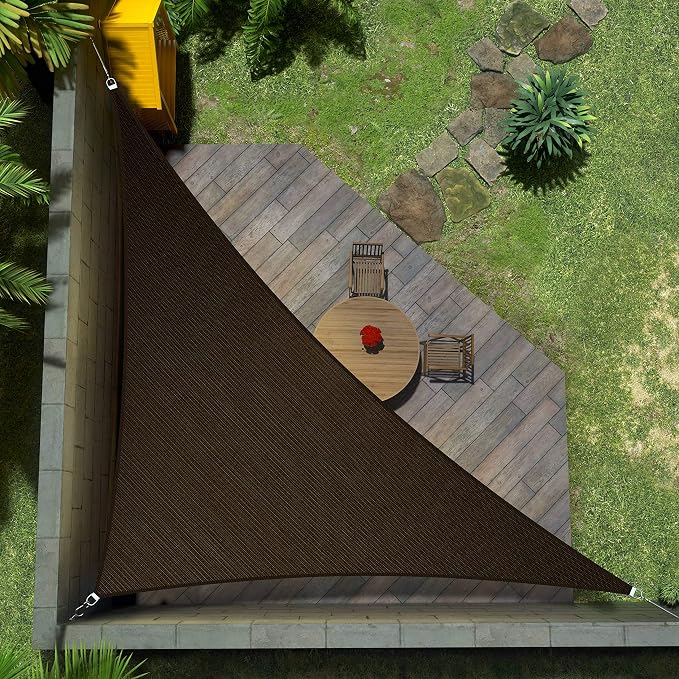 Amgo Custom Size 13' x 23' x 26.4' Brown Right Triangle Sun Shade Sail UPF50+ by Amgo