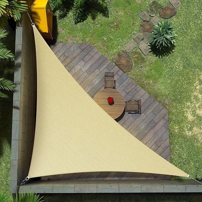 Amgo 20' x 20' x 28.3' Beige Right Triangle Sun Shade Sail Outdoor Canopy by Amgo