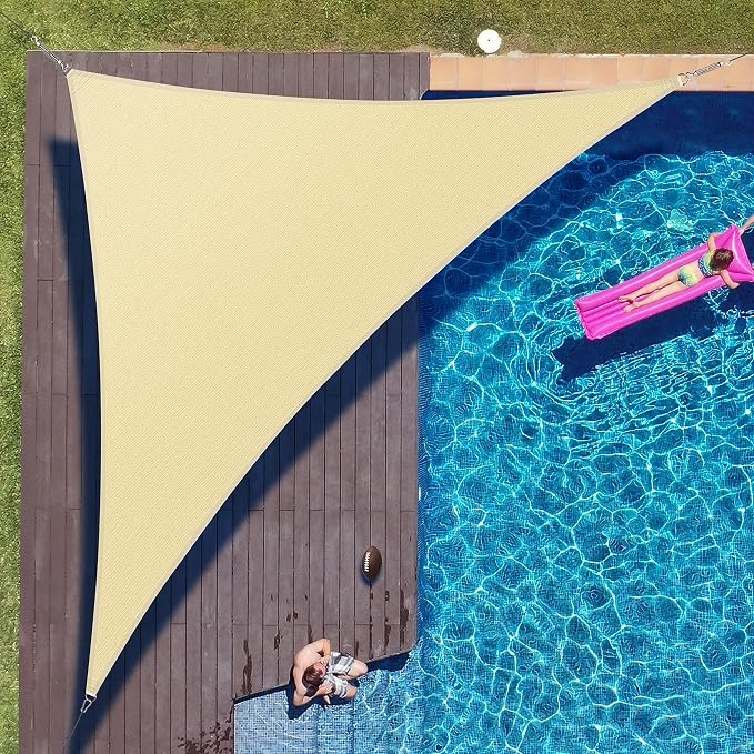 ColourTree 20' x 20' x 28.3' Beige Sun Shade Sail Right Triangle CTSLRT20 by ColourTree