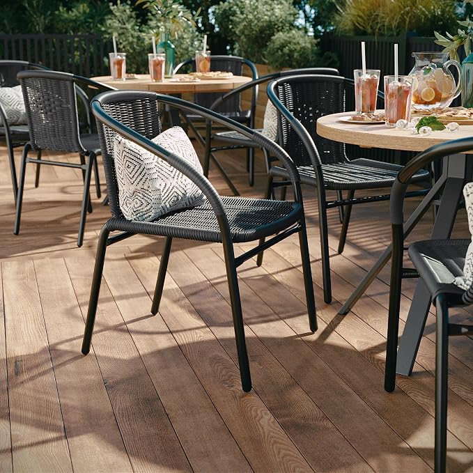 Flash Furniture Lila Modern Rattan Indoor/Outdoor Stackable Dining Chairs - Image 6