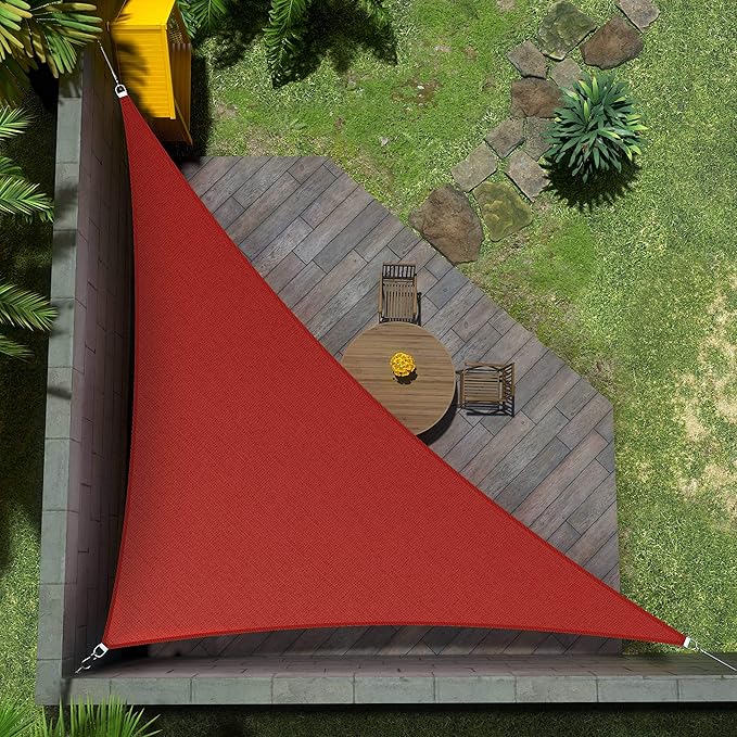 Amgo Custom Size 11' x 15' x 18.6' Red Right Triangle Sun Shade Sail UPF50+ by Amgo