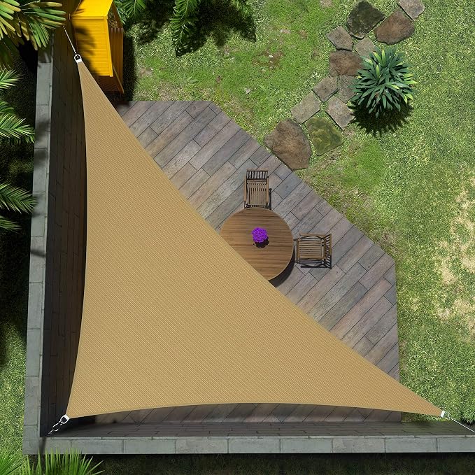 Amgo Custom Size 19' x 20' x 27.6' Sand Beige Right Triangle Sun Shade Sail by Amgo