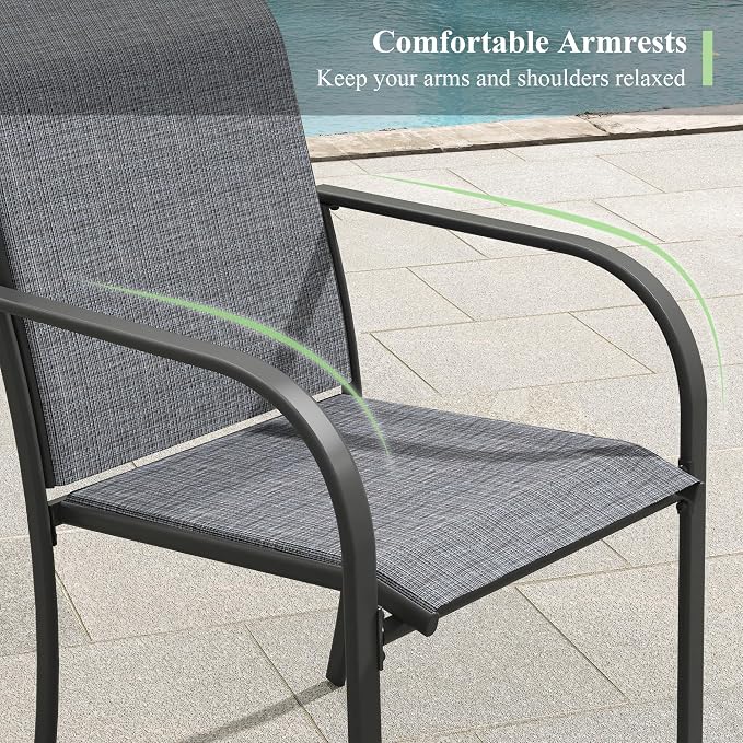 Outdoor Chairs Set of 2, Stackable Patio Dining Chairs - Image 6