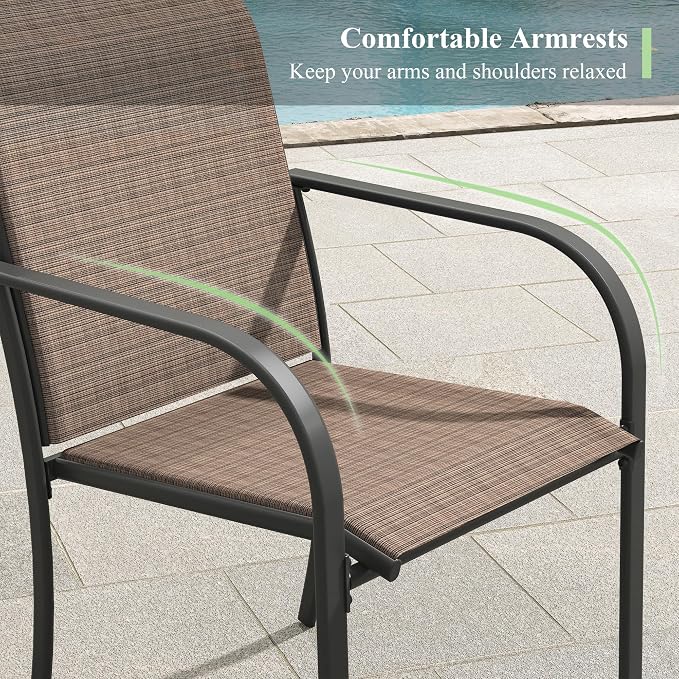 Outdoor Chairs Set of 4, Stackable Patio Dining Chairs - Image 7