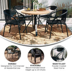 EMMA + OLIVER Black PE Rattan Stackable Patio Dining Chair, Indoor/Outdoor Use - Image 5