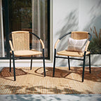 Flash Furniture Lila 4 Pack Beige Rattan Indoor-Outdoor Restaurant Stack Chair - Image 7