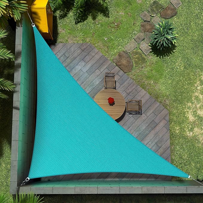 Amgo Custom Size 6' x 7' x 9.2' Turquoise Right Triangle Sun Shade Sail UPF50+ by Amgo