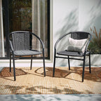 Flash Furniture Lila Modern Rattan Indoor/Outdoor Stackable Dining Chairs - Image 7