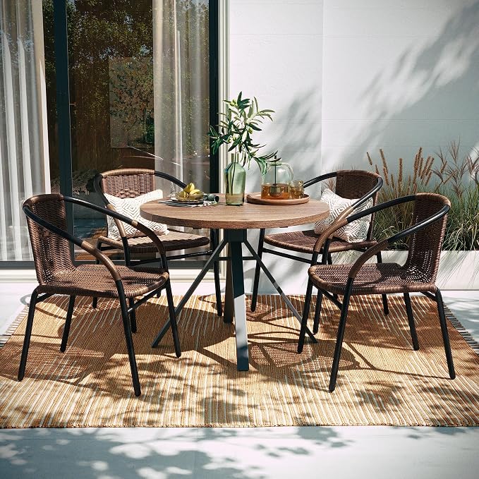 Flash Furniture Lila Modern Rattan Indoor/Outdoor Stackable Dining Chairs - Image 2