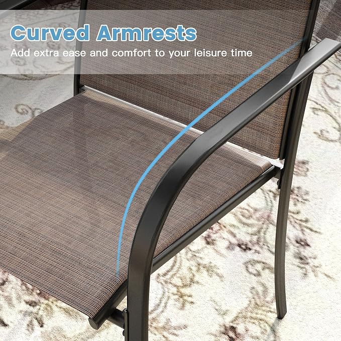 DIFY Patio Dining Chairs Set of 4, Stackable Outdoor Metal Chairs - Image 7