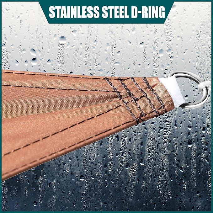 Royal Shade 9' x 18' x 20.1' Brown Triangle Waterproof Sun Shade Sail Order to - Image 4