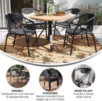 Flash Furniture Lila Modern Rattan Indoor/Outdoor Stackable Dining Chairs - Image 4