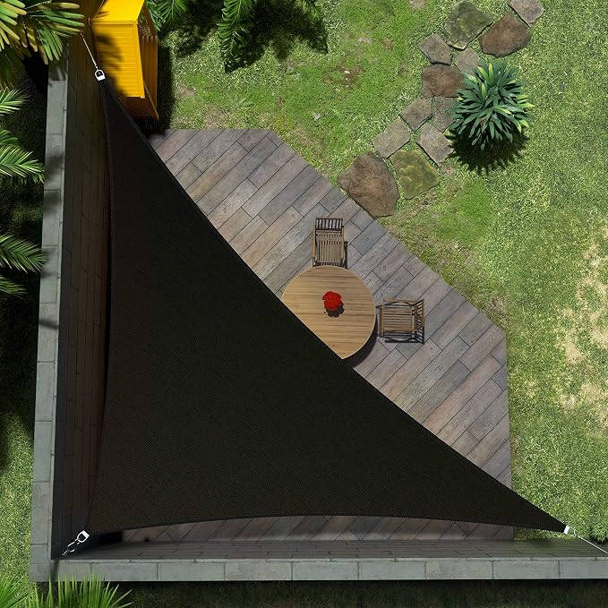 Amgo Custom Size 12' x 18' x 21.6' Black Right Triangle Sun Shade Sail UPF50+ by Amgo