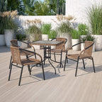 EMMA + OLIVER Brown PE Rattan Stackable Patio Dining Chair, Indoor/Outdoor Use by EMMAOLIVER